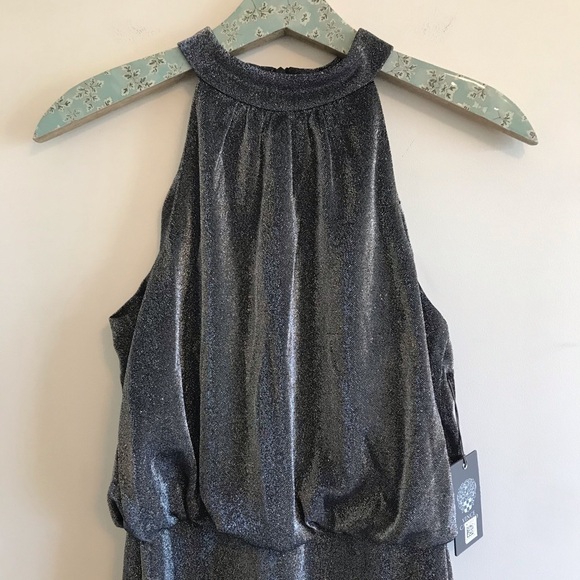 NWT Vince Camuto Bloused Cocktail Dress Silver - Picture 2 of 6